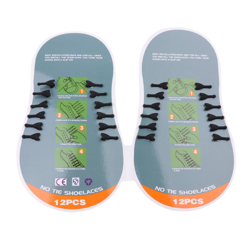 Easy No Tie Shoelaces Elastic Silicone Flat Shoe Lace Set for Kids Black