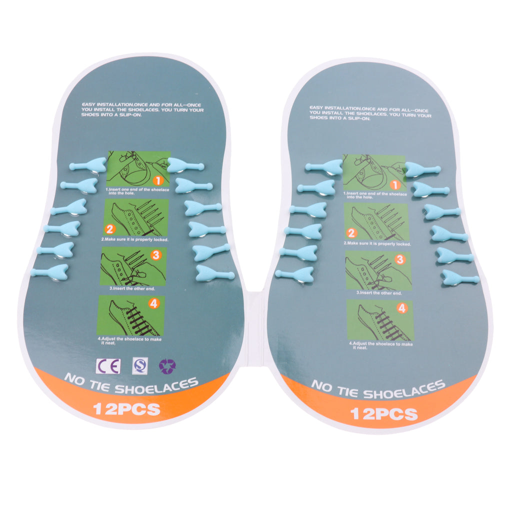 Easy No Tie Shoelaces Elastic Silicone Flat Shoe Lace Set for Kids Blue