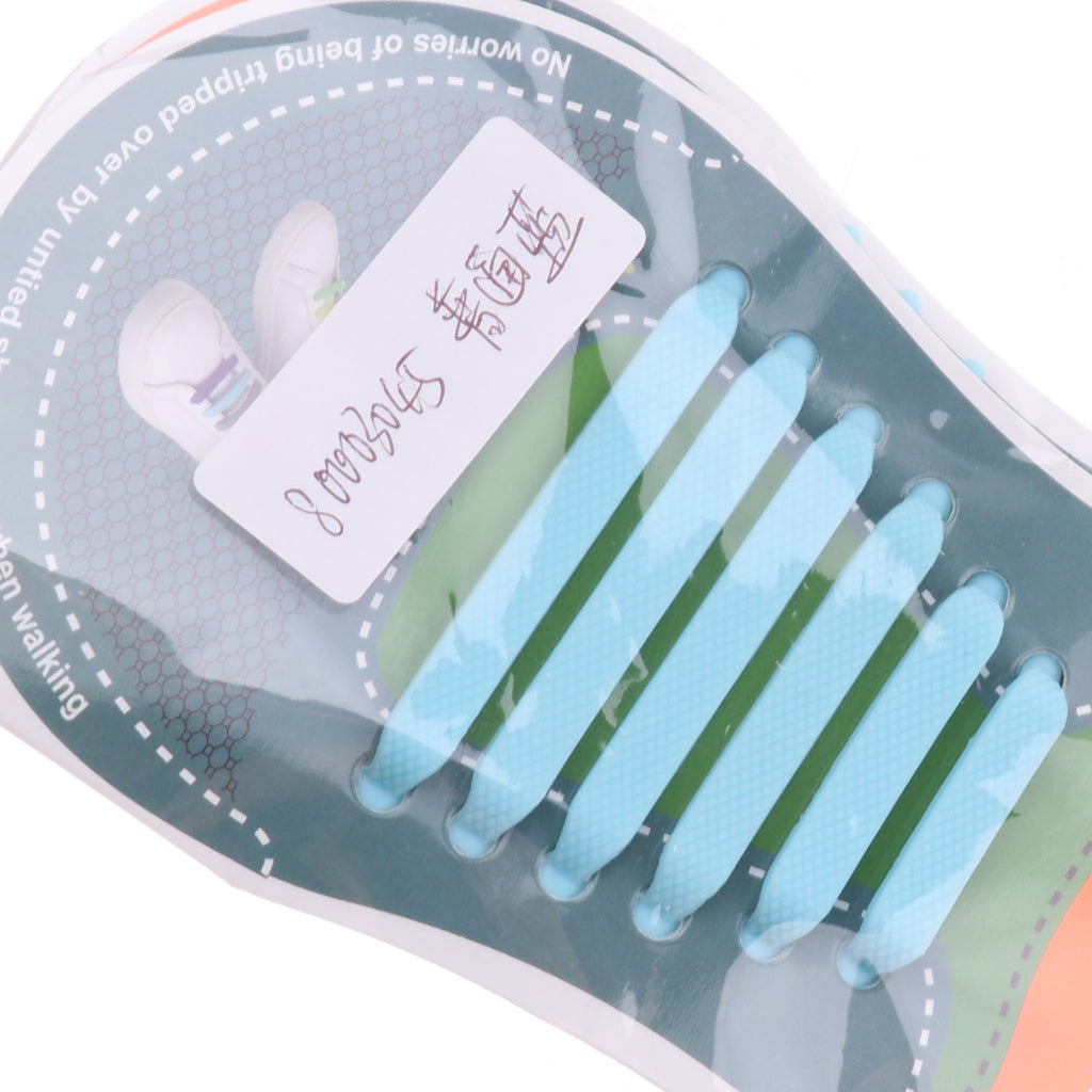 Easy No Tie Shoelaces Elastic Silicone Flat Shoe Lace Set for Kids Blue