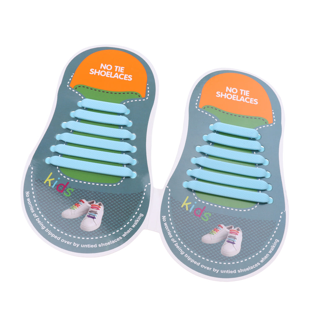 Easy No Tie Shoelaces Elastic Silicone Flat Shoe Lace Set for Kids Blue