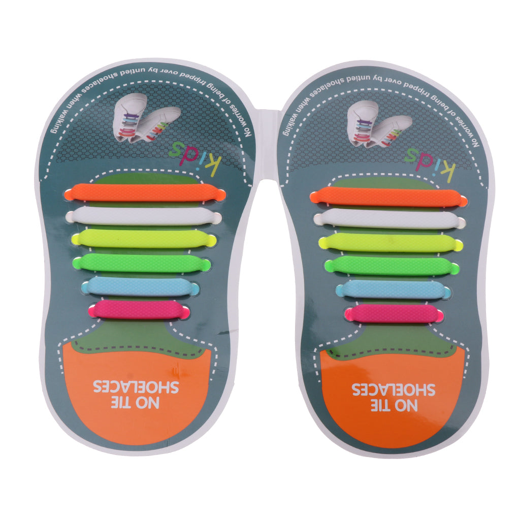 Easy No Tie Shoelaces Elastic Silicone Flat Shoe Lace Set for Kids Multi