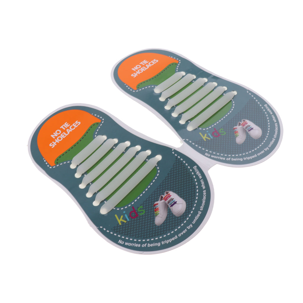 Easy No Tie Shoelaces Elastic Silicone Flat Shoe Lace Set for Kids Grow In the Dark