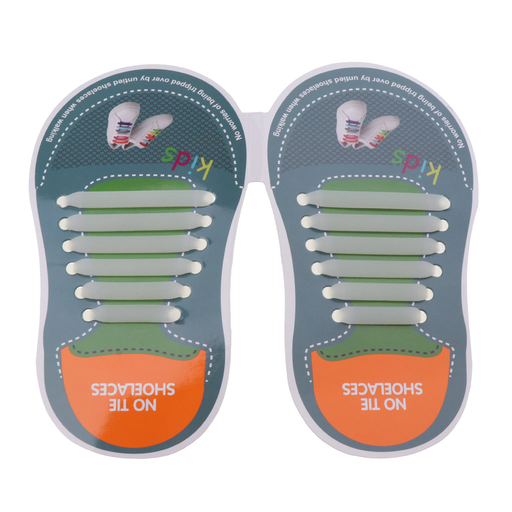 Easy No Tie Shoelaces Elastic Silicone Flat Shoe Lace Set for Kids Grow In the Dark