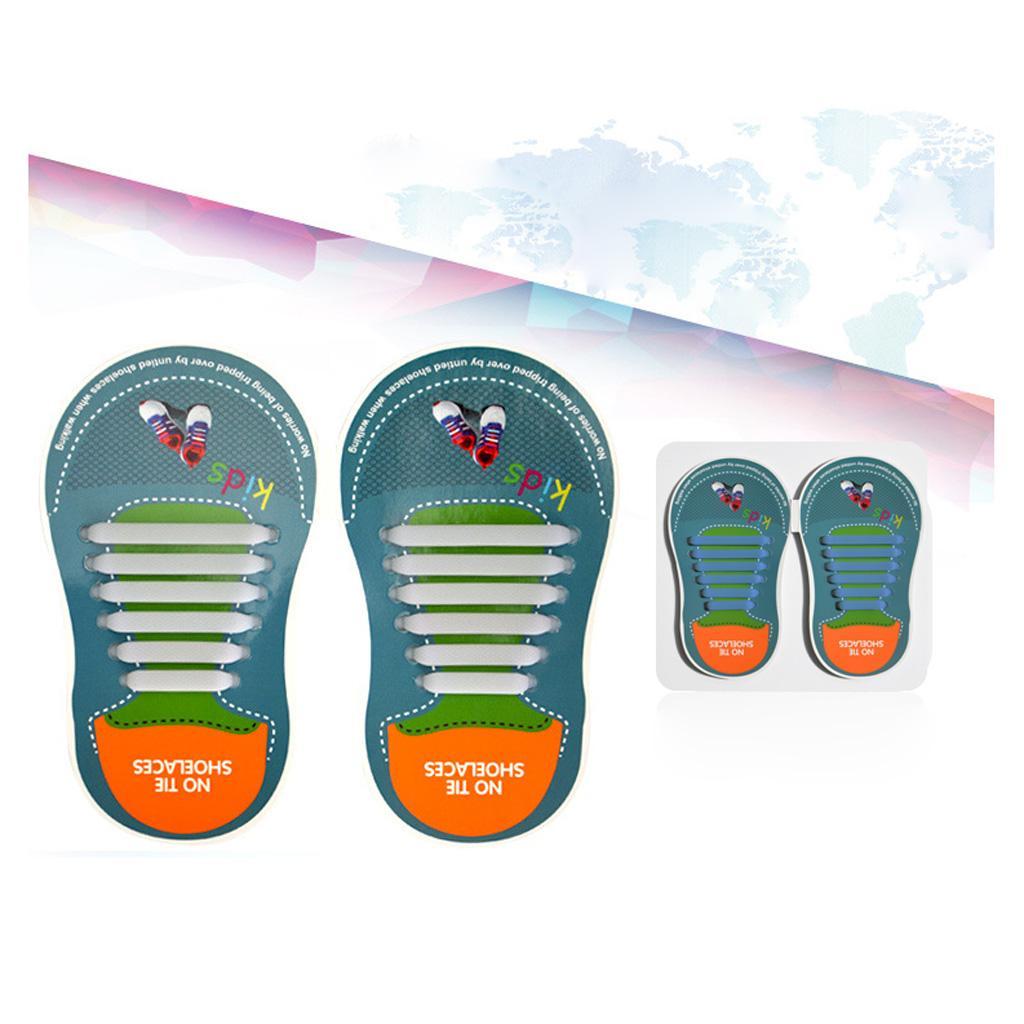 Easy No Tie Shoelaces Elastic Silicone Flat Shoe Lace Set for Kids Blue Change