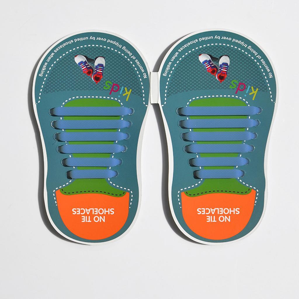 Easy No Tie Shoelaces Elastic Silicone Flat Shoe Lace Set for Kids Blue Change