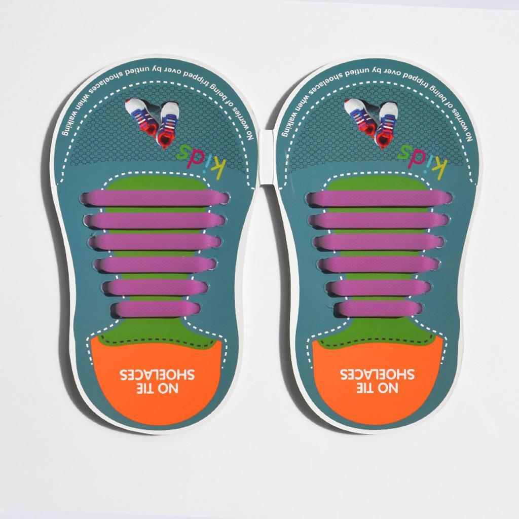 Easy No Tie Shoelaces Elastic Silicone Flat Shoe Lace Set for Kids Purple Change