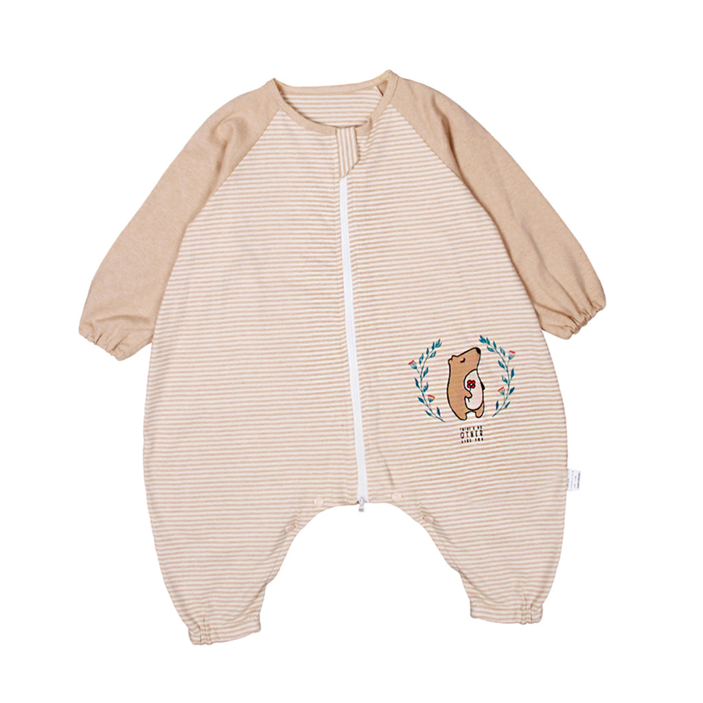 Kids Baby Wearable Blanket Safe Long Sleeve Cotton Sleeping Bag 1-2T Beige