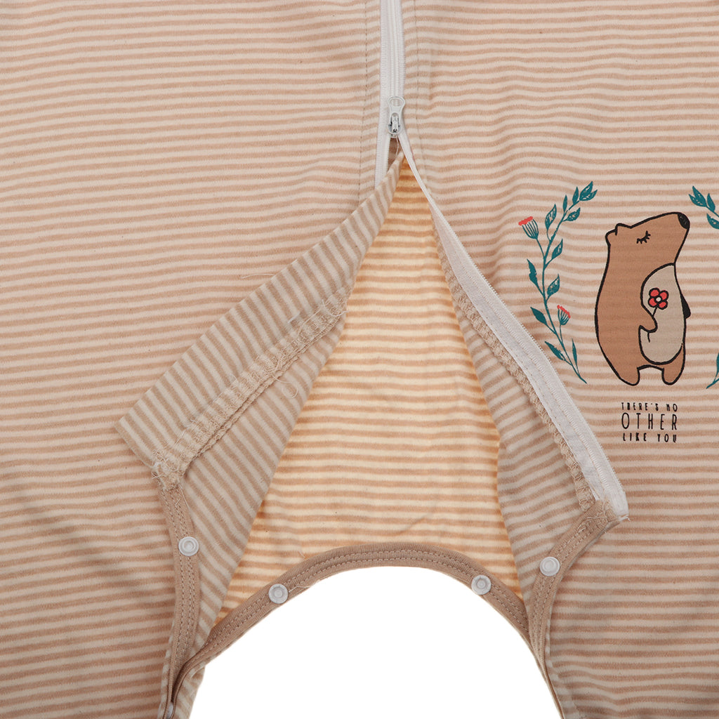 Kids Baby Wearable Blanket Safe Long Sleeve Cotton Sleeping Bag 1-2T Beige