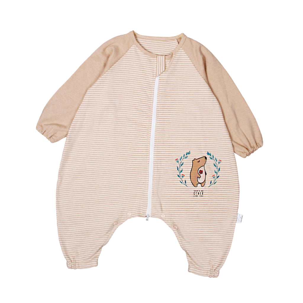 Kids Baby Wearable Blanket Safe Long Sleeve Cotton Sleeping Bag 3-4T Beige