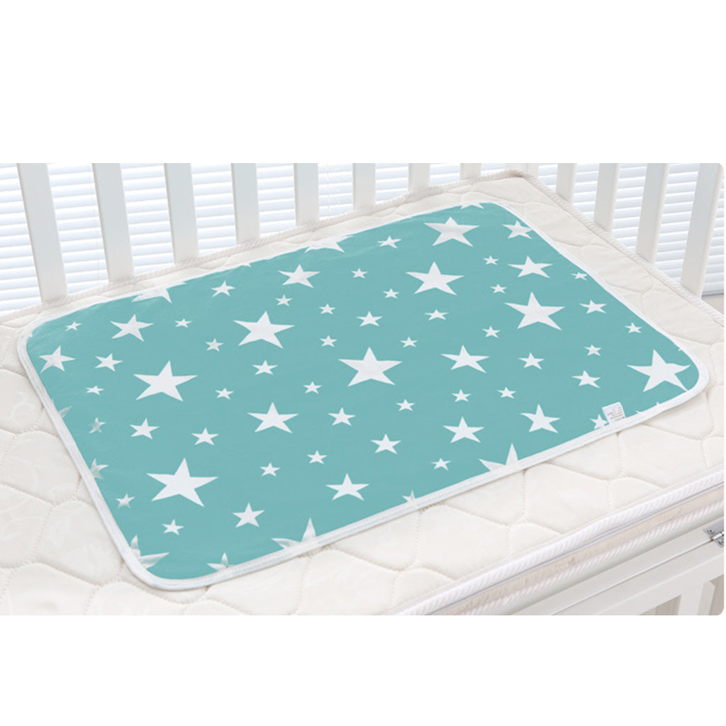 Baby Waterproof Cotton Urine Mat Nappy Bed Changing Diaper Pad 50x70cm Green Star