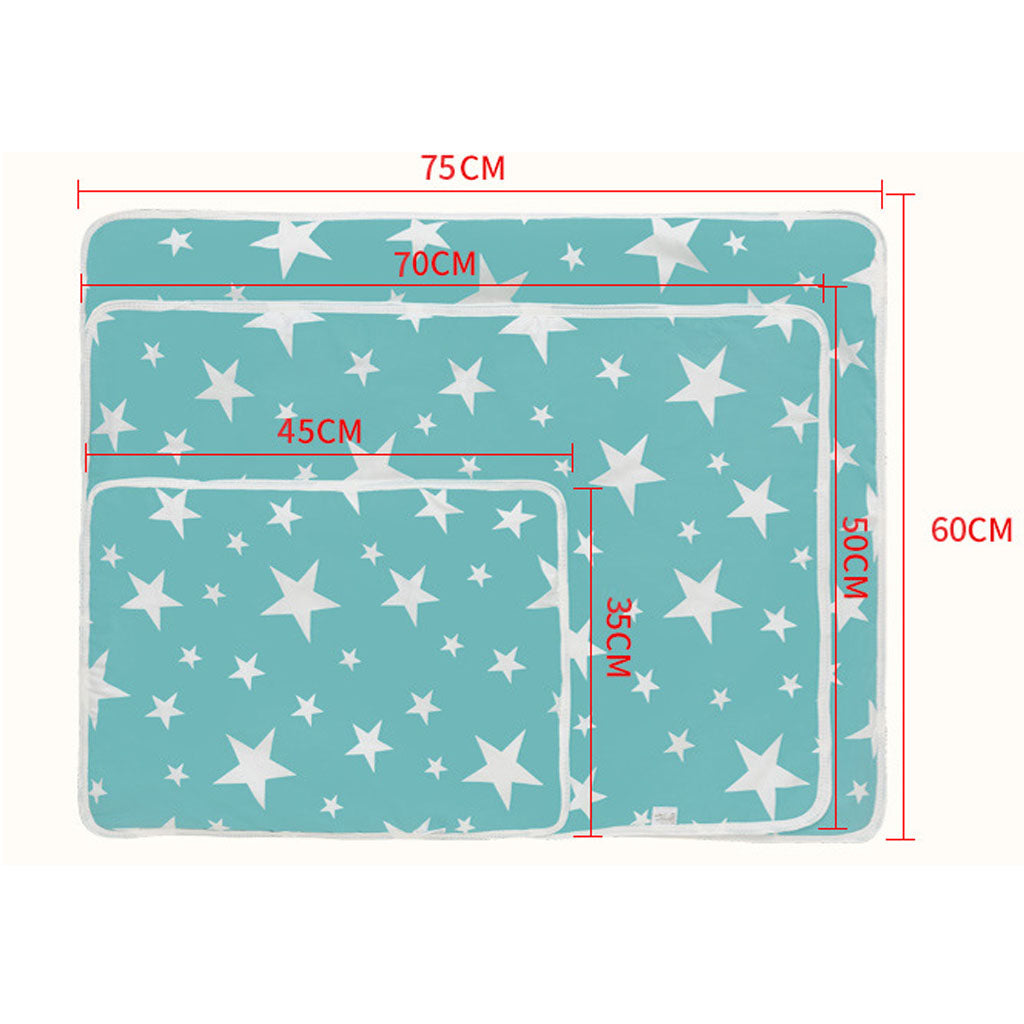 Baby Waterproof Cotton Urine Mat Nappy Bed Changing Diaper Pad 50x70cm Green Star
