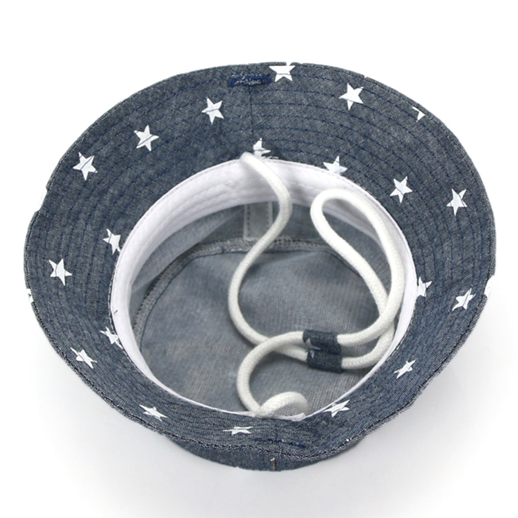 Cotton Summer Baby Sun Hat Bucket Hat Denim Toddler Tractor Cap Dark Blue