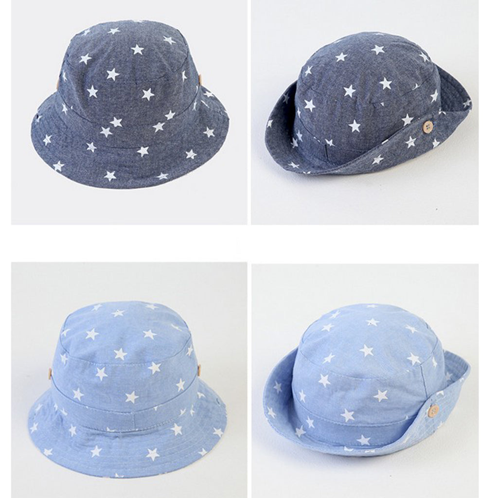 Cotton Summer Baby Sun Hat Bucket Hat Denim Toddler Tractor Cap Dark Blue