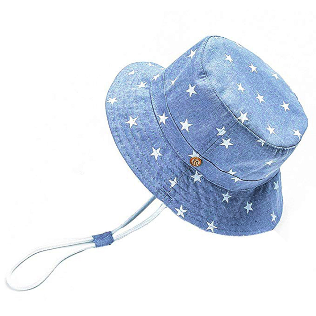 Cotton Summer Baby Sun Hat Bucket Hat Denim Toddler Tractor Cap Light Blue