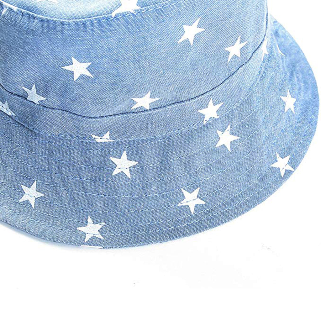 Cotton Summer Baby Sun Hat Bucket Hat Denim Toddler Tractor Cap Light Blue