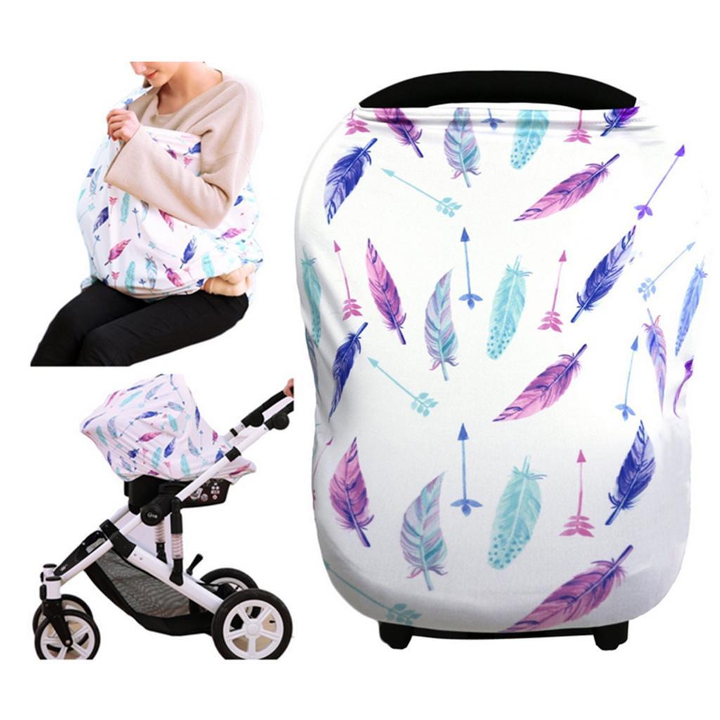 Baby Infant Car Seat Nursing Covers Breastfeeding Cover Carseat Colorful feathers