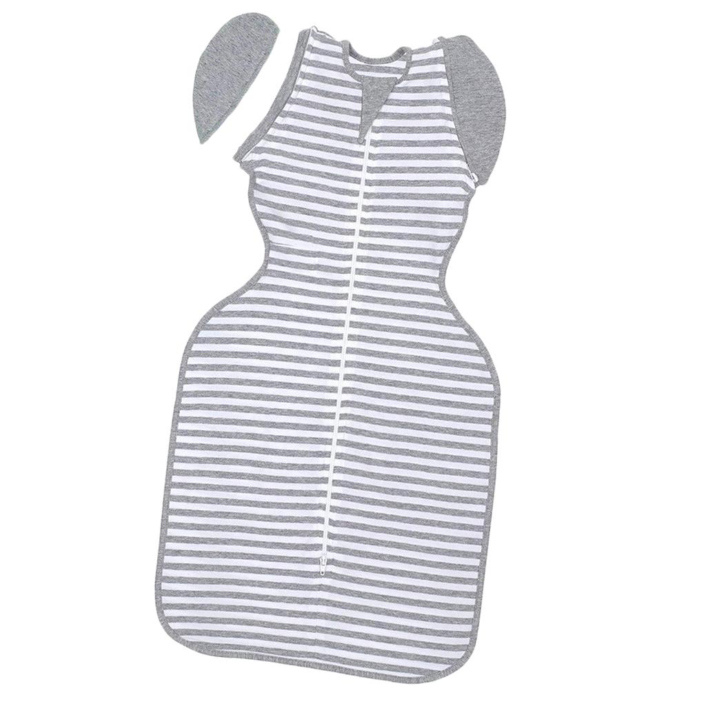 Baby Infant Sleeping Wrap Cotton Sleeping Bag M (3-6 Months) Grey stripe