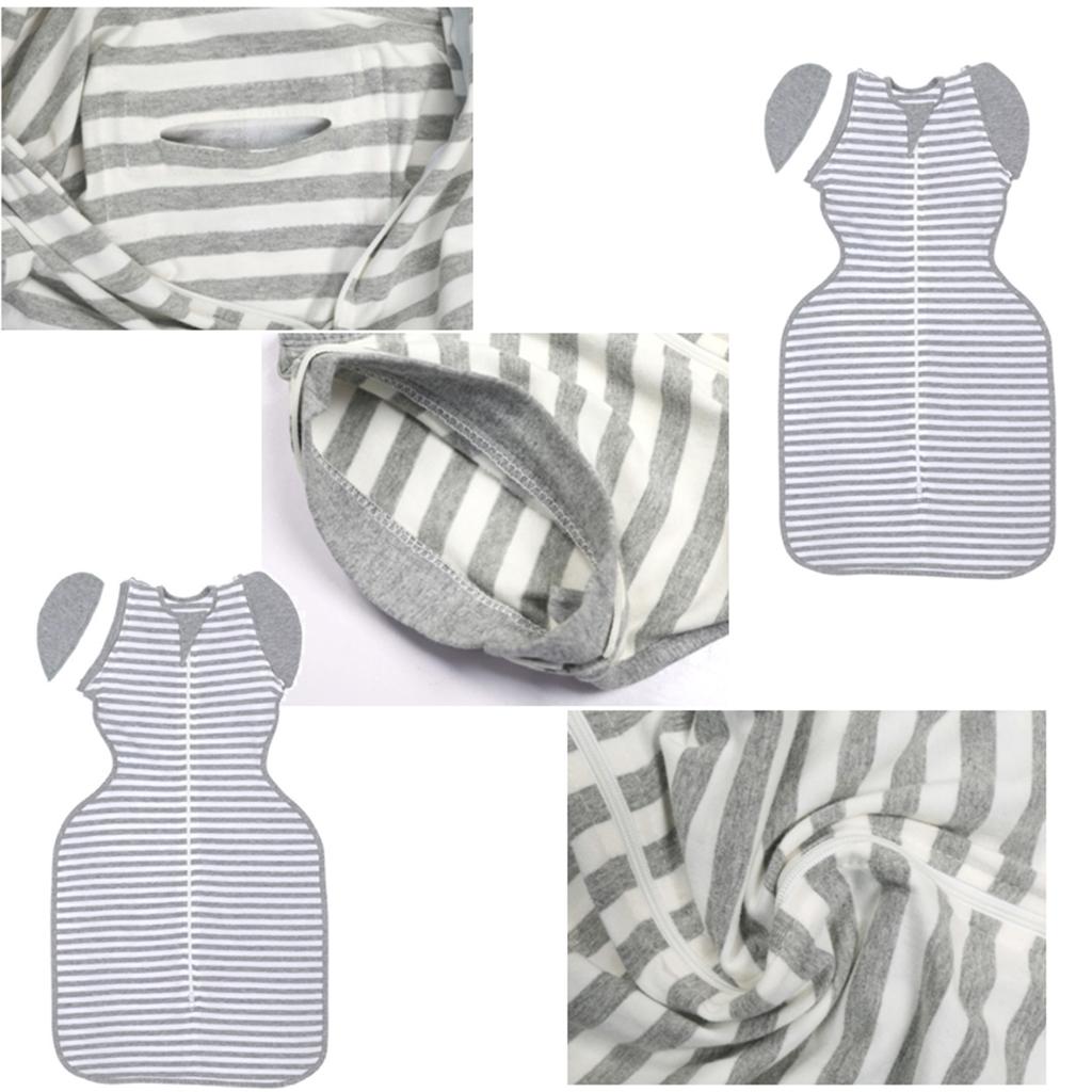 Baby Infant Sleeping Wrap Cotton Sleeping Bag M (3-6 Months) Grey stripe