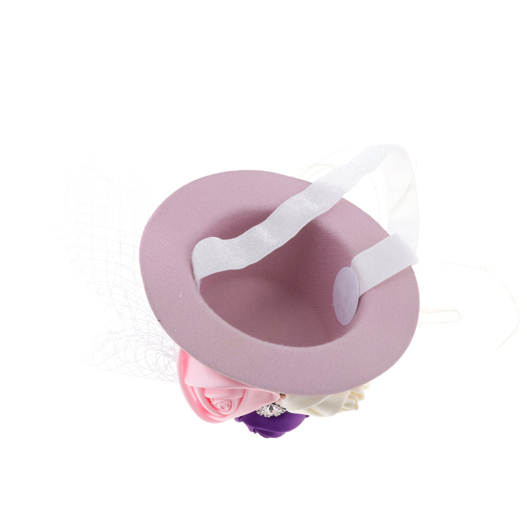 Rose Feather Hat Child Mini Top Hat Fascinator Feather Headpiece Pink