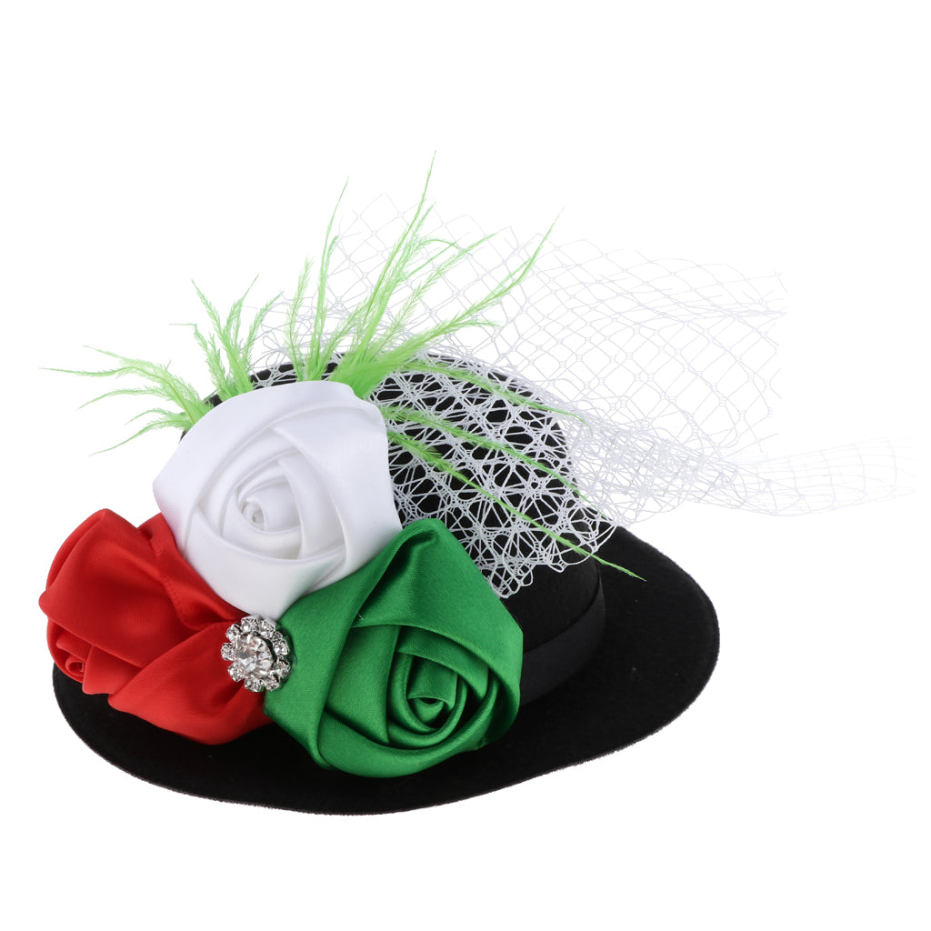 Rose Feather Hat Child Mini Top Hat Fascinator Feather Headpiece Black