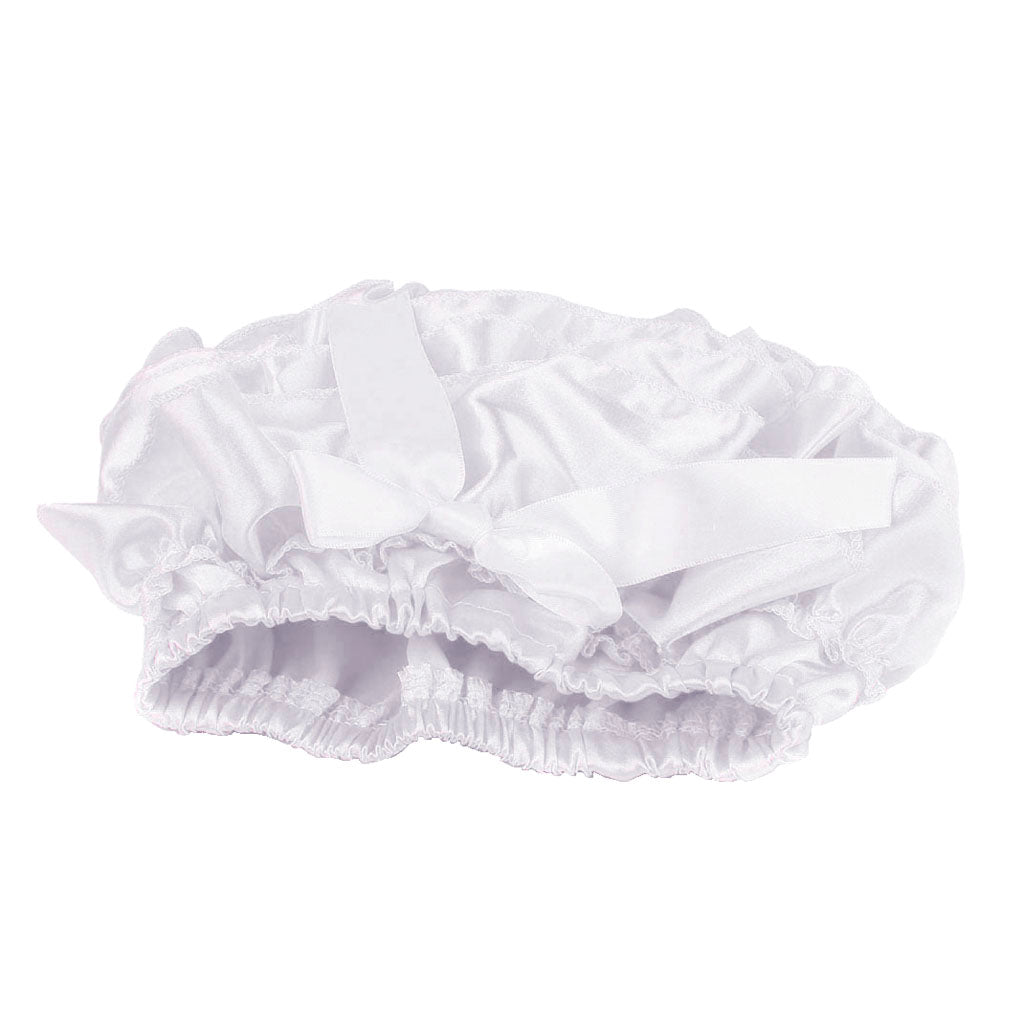 Baby Girls Soft Cotton Satin Diaper Cover Bloomers 6-12M White