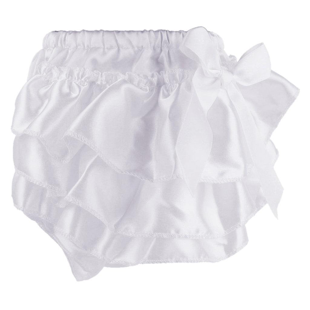 Baby Girls Soft Cotton Satin Diaper Cover Bloomers 6-12M White