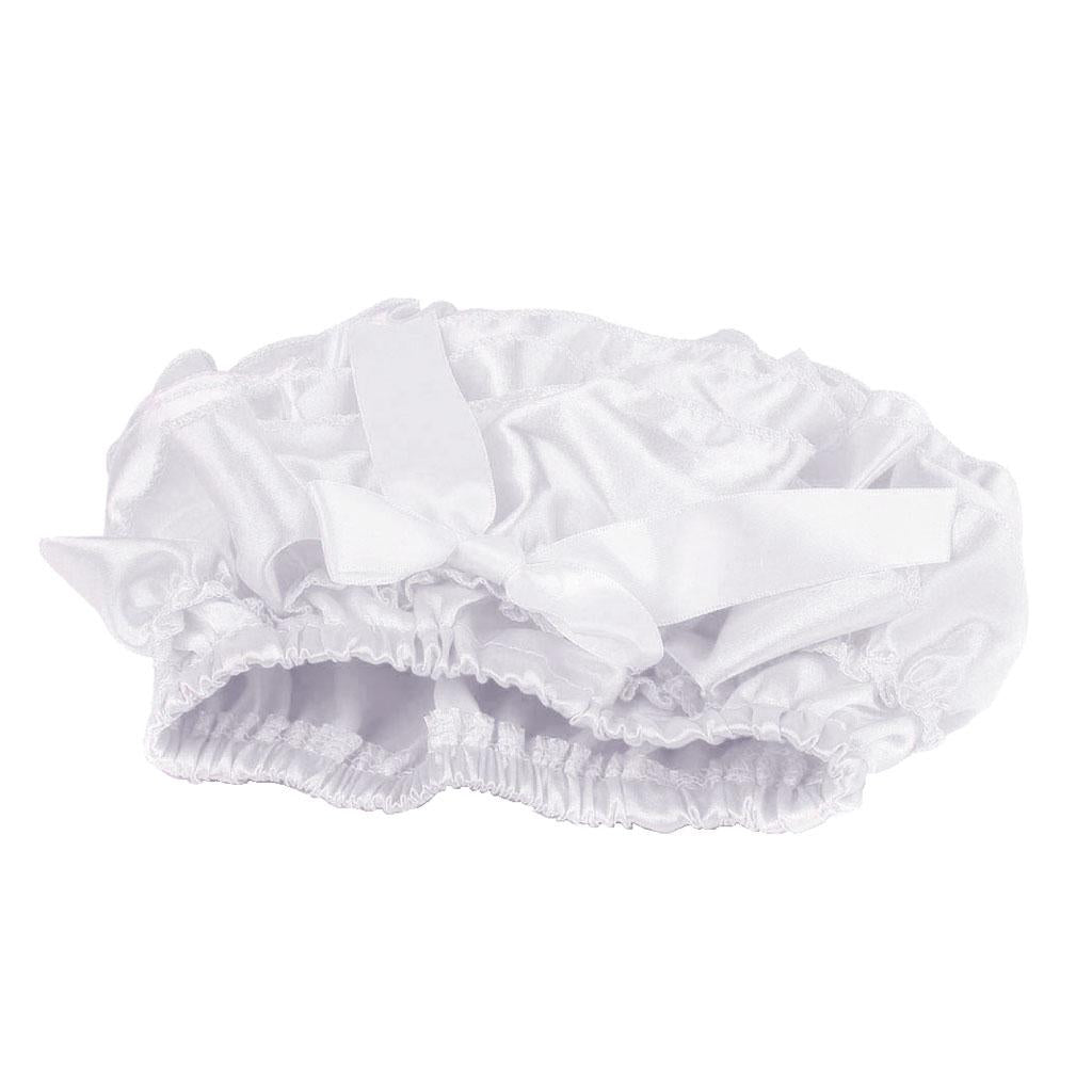 Baby Girls Soft Cotton Satin Diaper Cover Bloomers 12-24M White