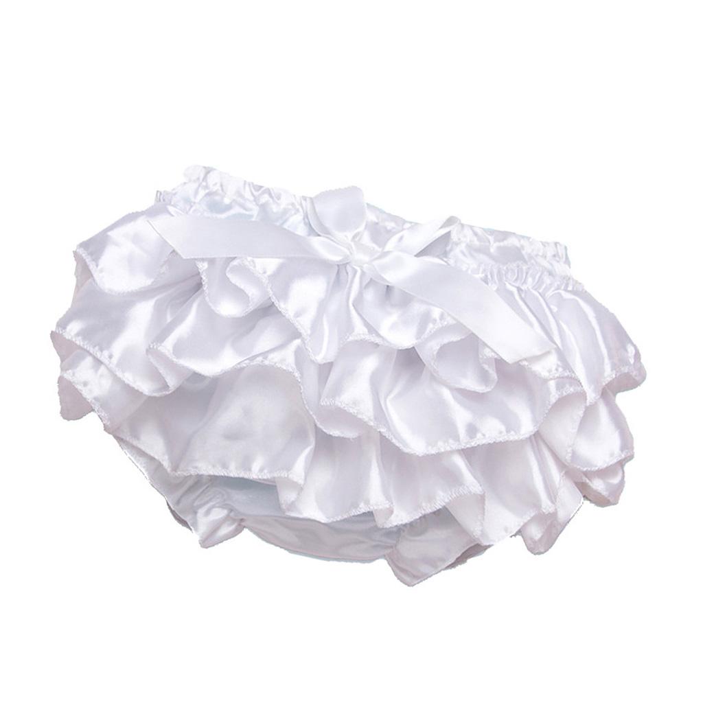 Baby Girls Soft Cotton Satin Diaper Cover Bloomers 12-24M White