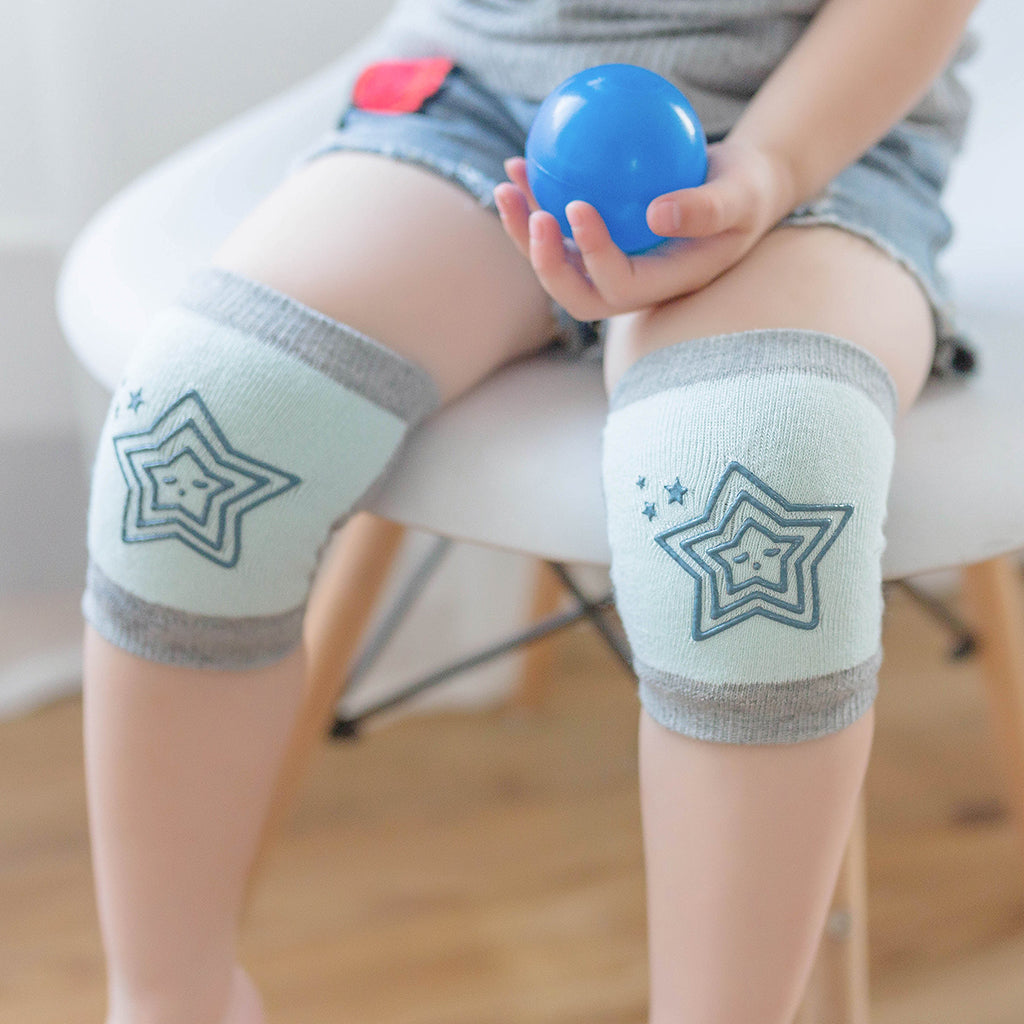 Breathable Cotton Baby Elbows Non-Slip Children's Knee Pads Light green