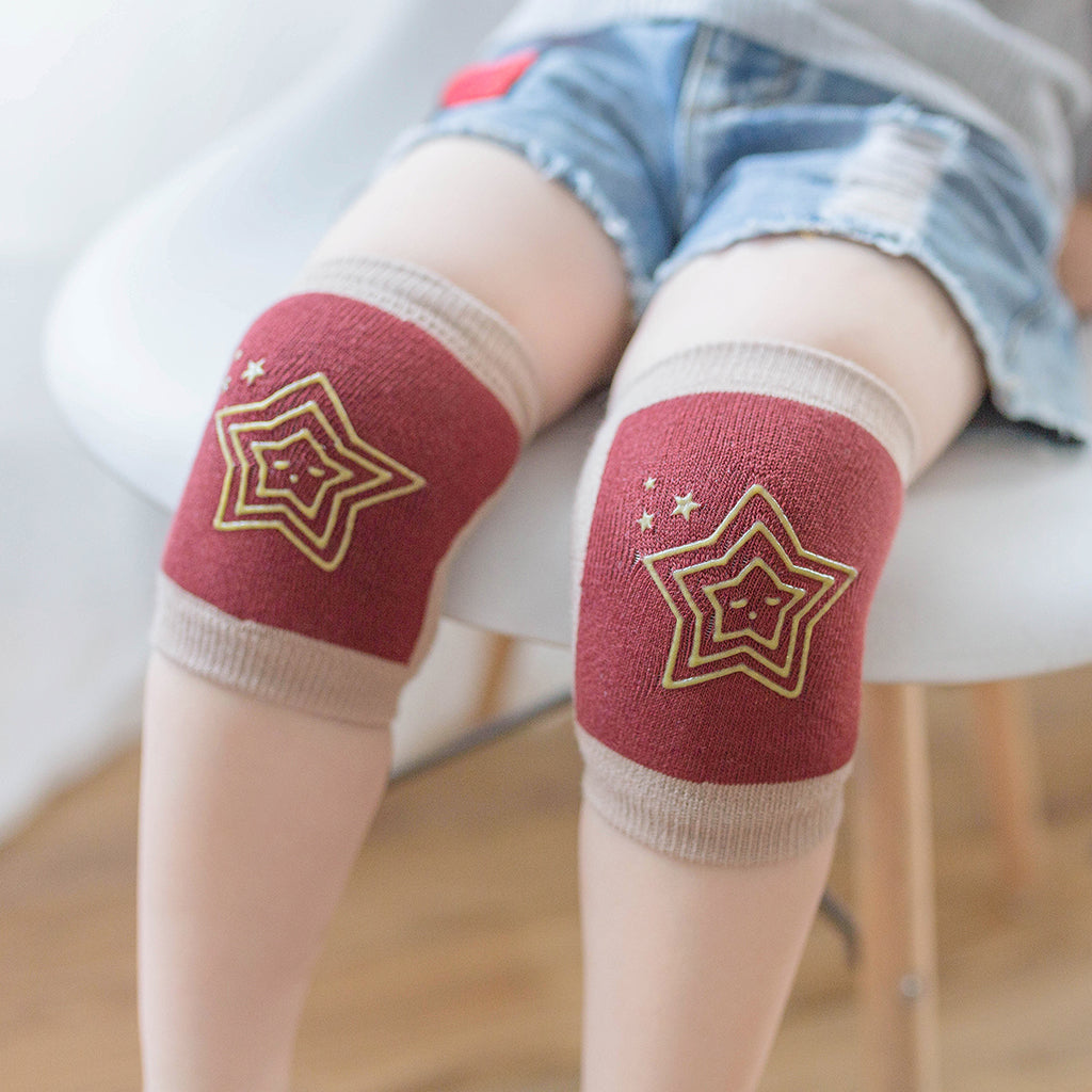 Breathable Cotton Baby Elbows Non-Slip Children's Knee Pads Wine red