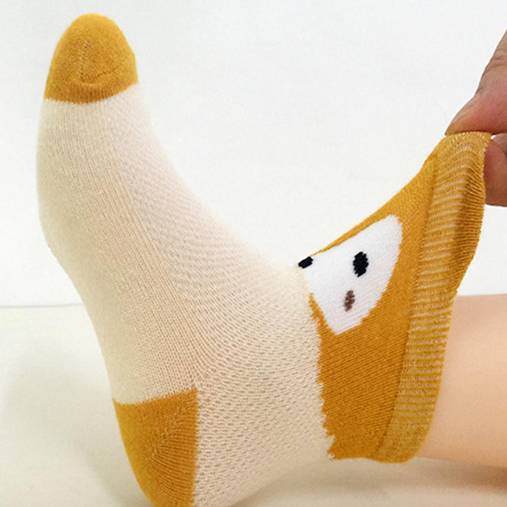 5 Pairs Of Cartoon Little Fox Breathable Mesh Baby Socks L 3-5 years old