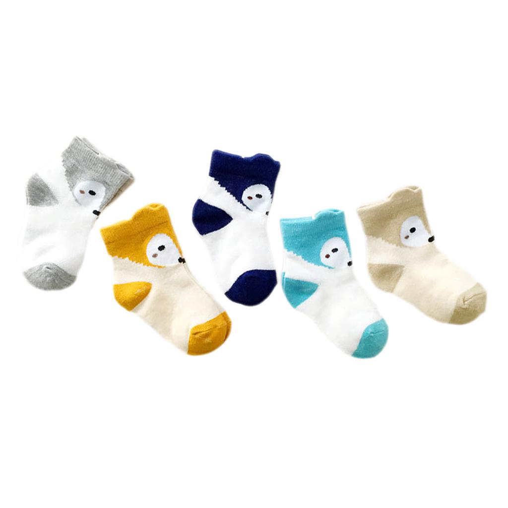 5 Pairs Of Cartoon Little Fox Breathable Mesh Baby Socks L 3-5 years old