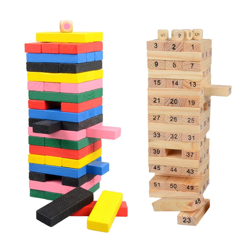 Wooden Stacking Board Games Building Blocks for Kids Multi