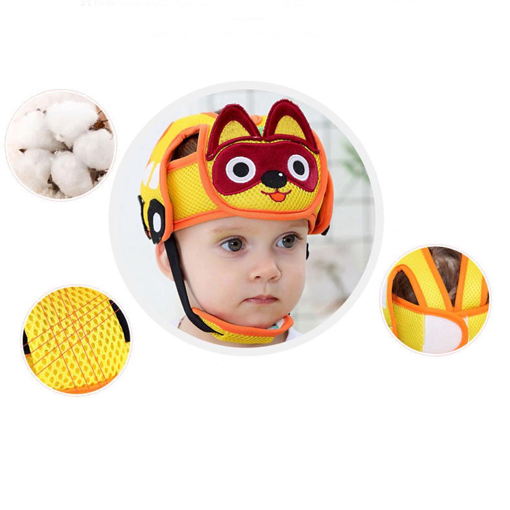 Baby Infant Toddlers Protection Cap Shatter-Resistant Head Cap Yellow cat
