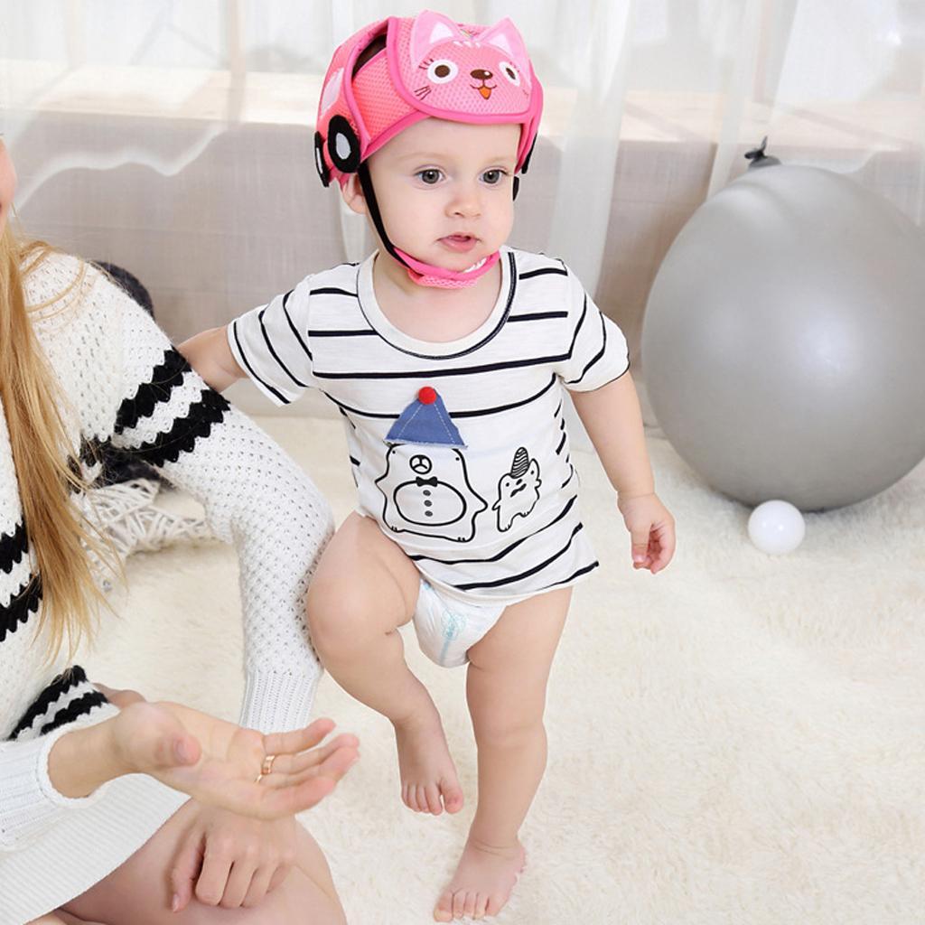 Baby Infant Toddlers Protection Cap Shatter-Resistant Head Cap Pink sloths