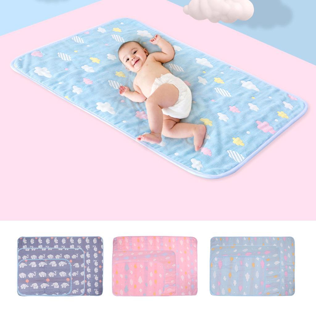 Baby Six-Layer Gauze Padding Mattress Changing Diaper Pad Blue elephant 30x45cm