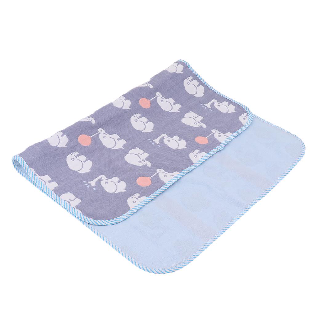 Baby Six-Layer Gauze Padding Mattress Changing Diaper Pad Blue elephant 50x70cm
