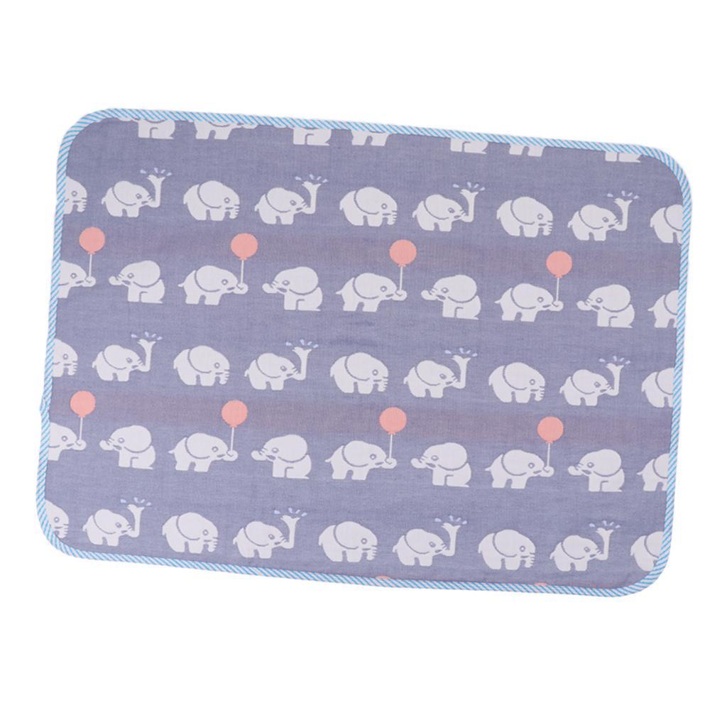 Baby Six-Layer Gauze Padding Mattress Changing Diaper Pad Blue elephant 50x70cm