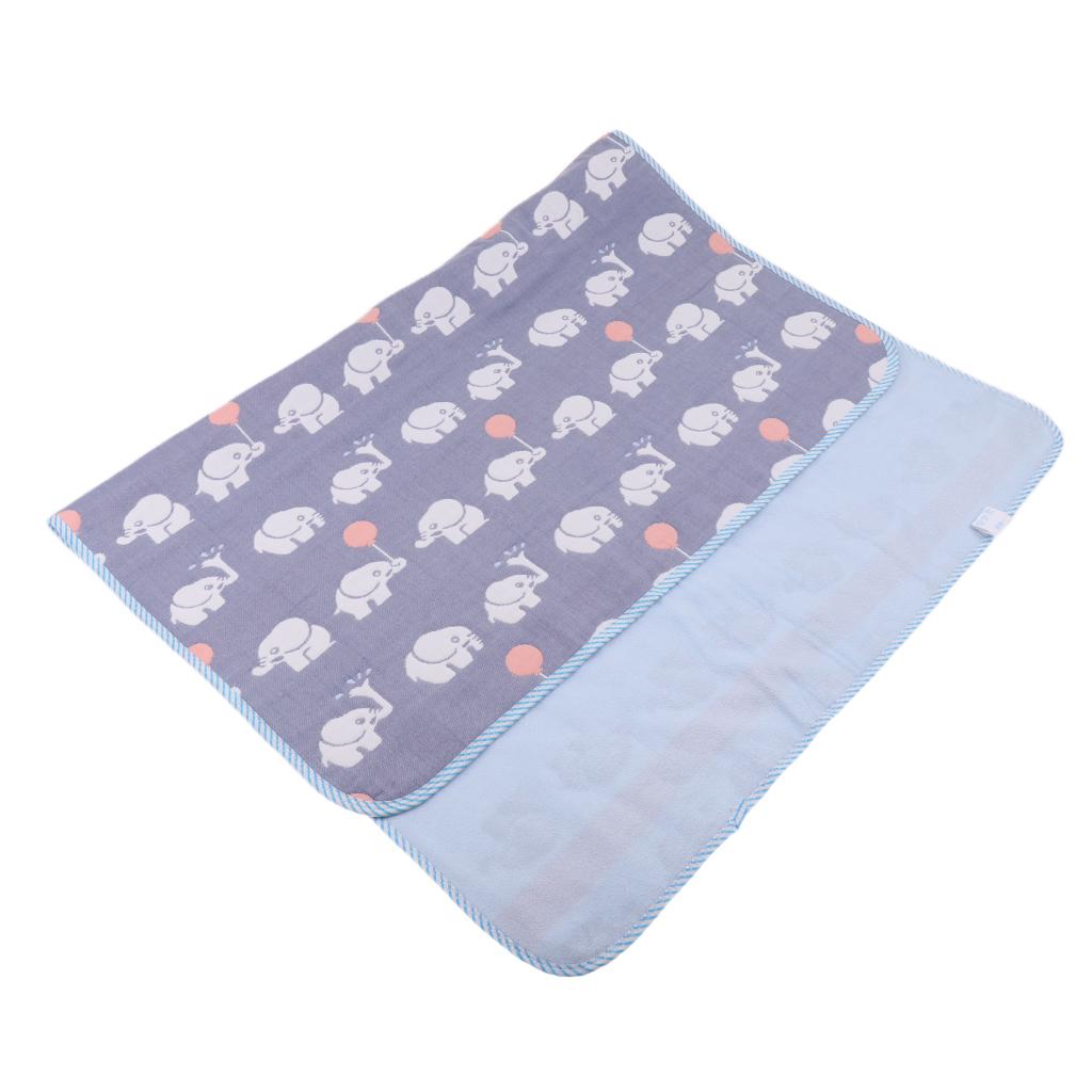 Baby Six-Layer Gauze Padding Mattress Changing Diaper Pad Blue elephant 70x100cm
