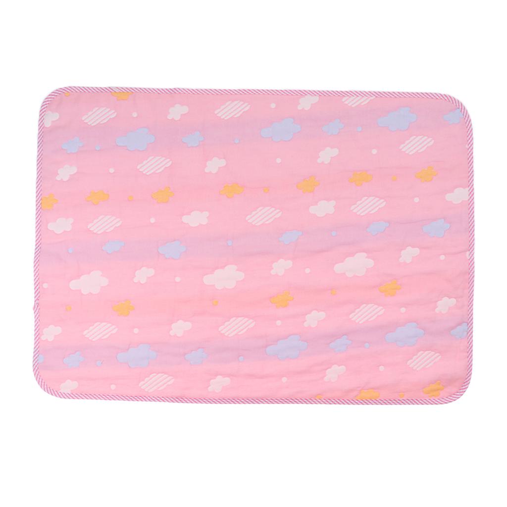 Baby Six-Layer Gauze Padding Mattress Changing Diaper Pad Pink cloud 50x70cm