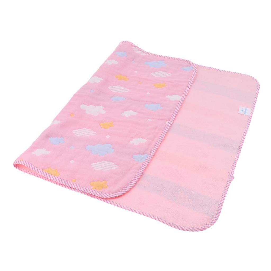 Baby Six-Layer Gauze Padding Mattress Changing Diaper Pad Pink cloud 50x70cm
