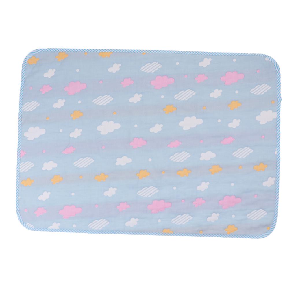 Baby Six-Layer Gauze Padding Mattress Changing Diaper Pad Blue cloud 50x70cm