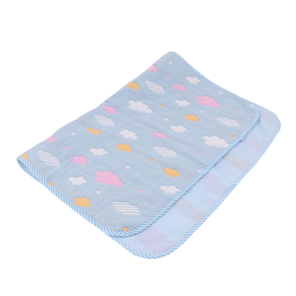 Baby Six-Layer Gauze Padding Mattress Changing Diaper Pad Blue cloud 50x70cm
