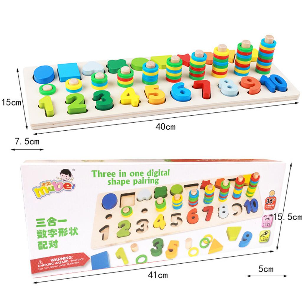 Kids Wooden Number Puzzle Board Early Learning Educational Toys