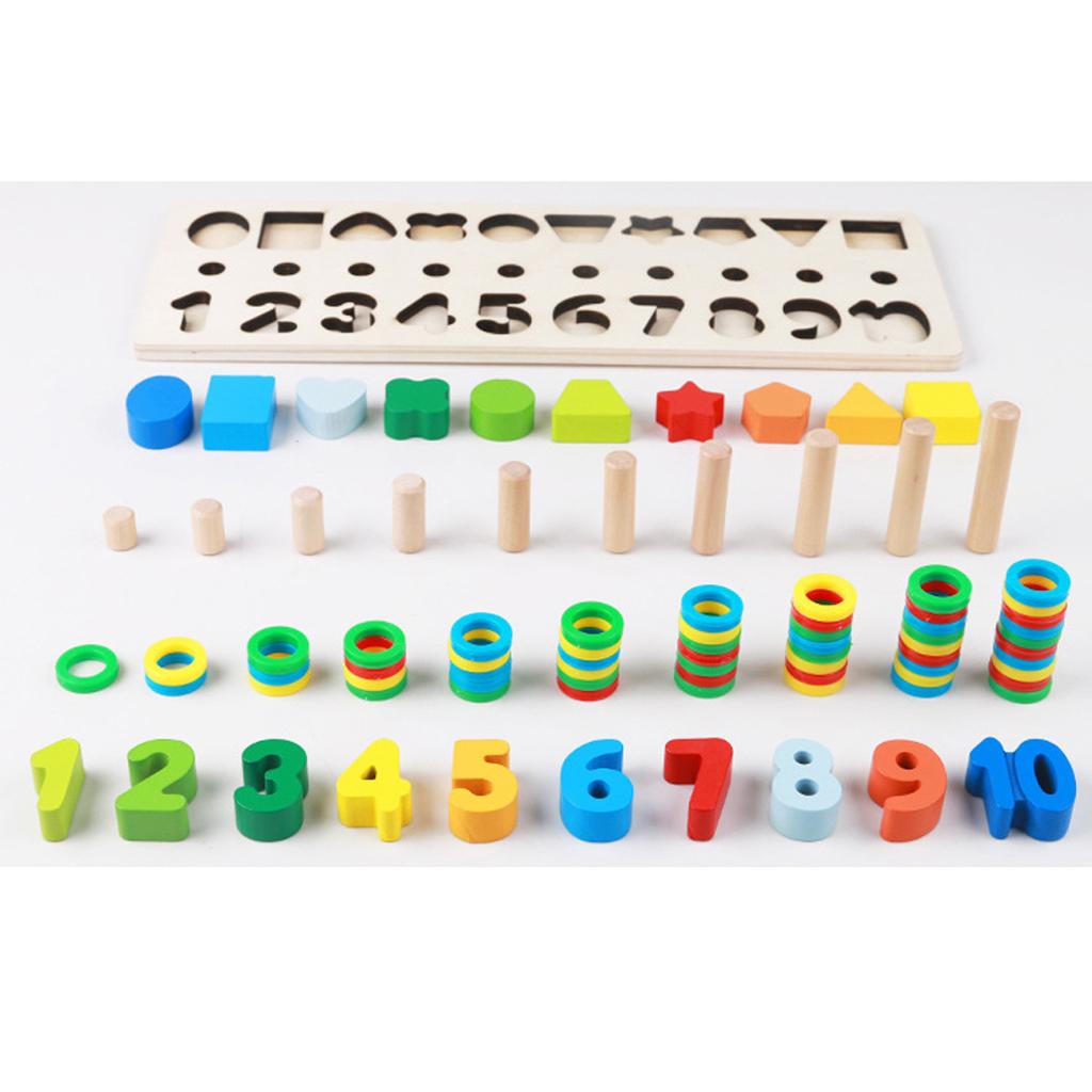 Kids Wooden Number Puzzle Board Early Learning Educational Toys