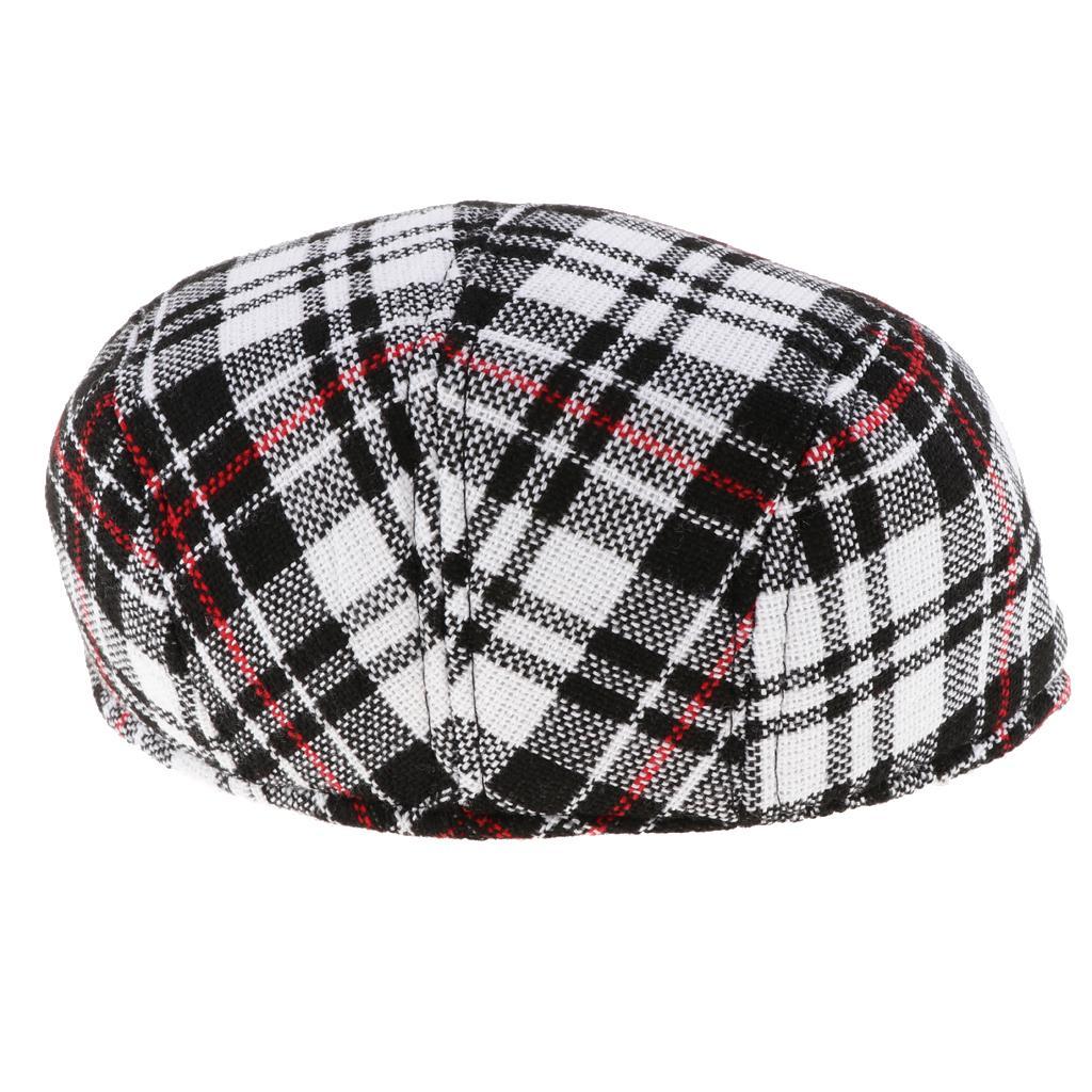 Baby Kids Cotton Flat Cap Ivy Gatsby Newsboy Hat Black Check