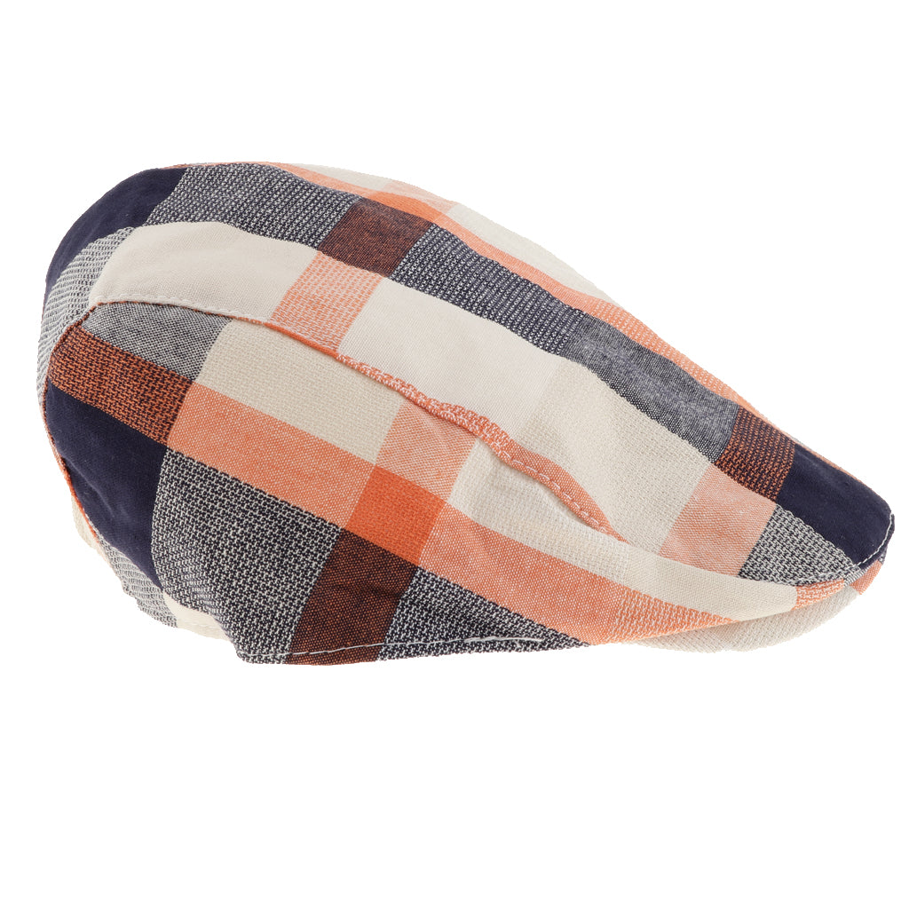 Children's Beret Retro Plaid Hat for Baby Children's Cap Orange plaid