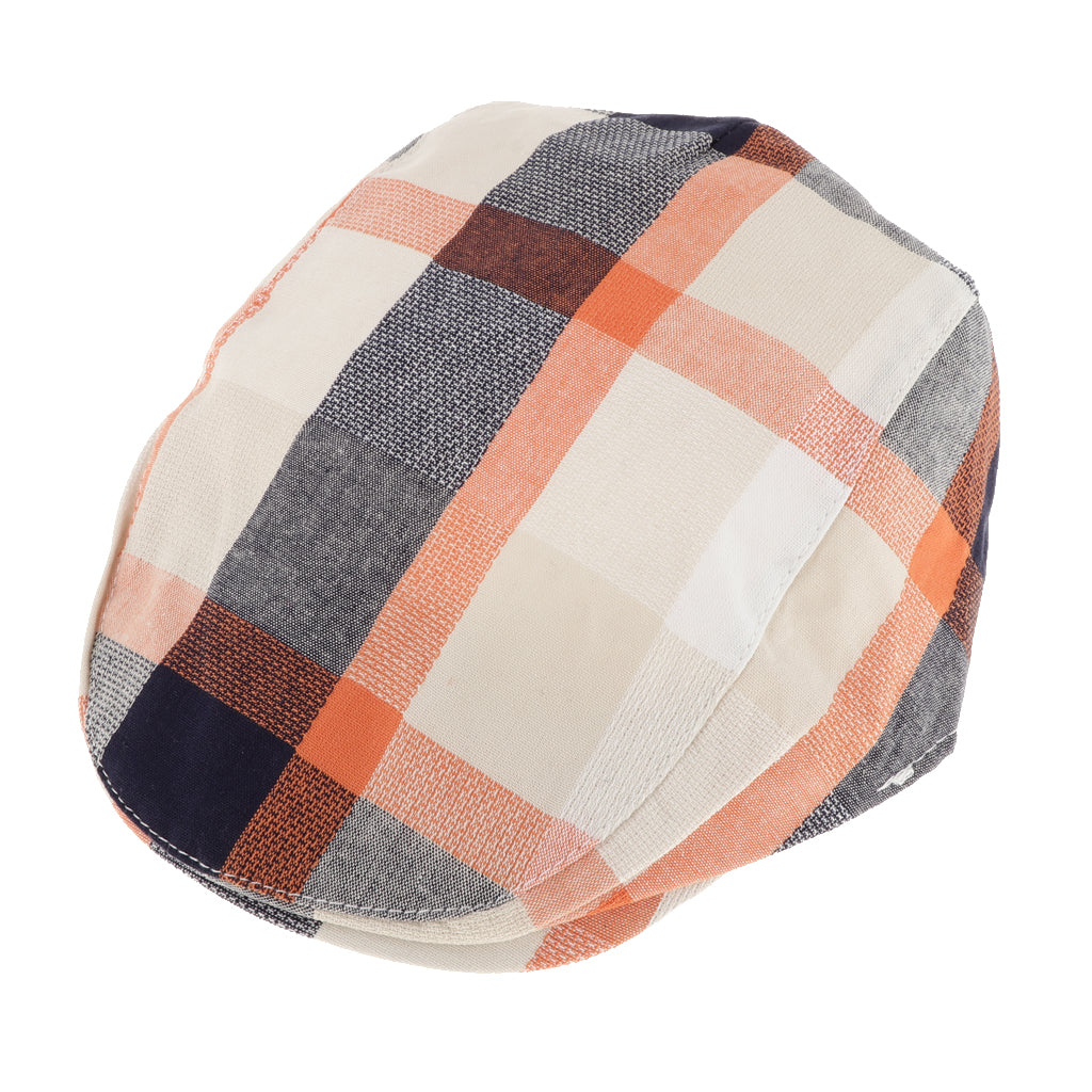 Children's Beret Retro Plaid Hat for Baby Children's Cap Orange plaid