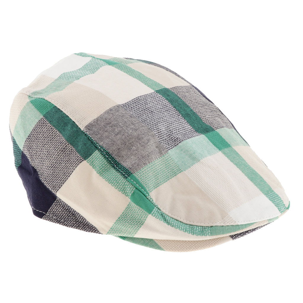 Children's Beret Retro Plaid Hat for Baby Children's Cap Green plaid