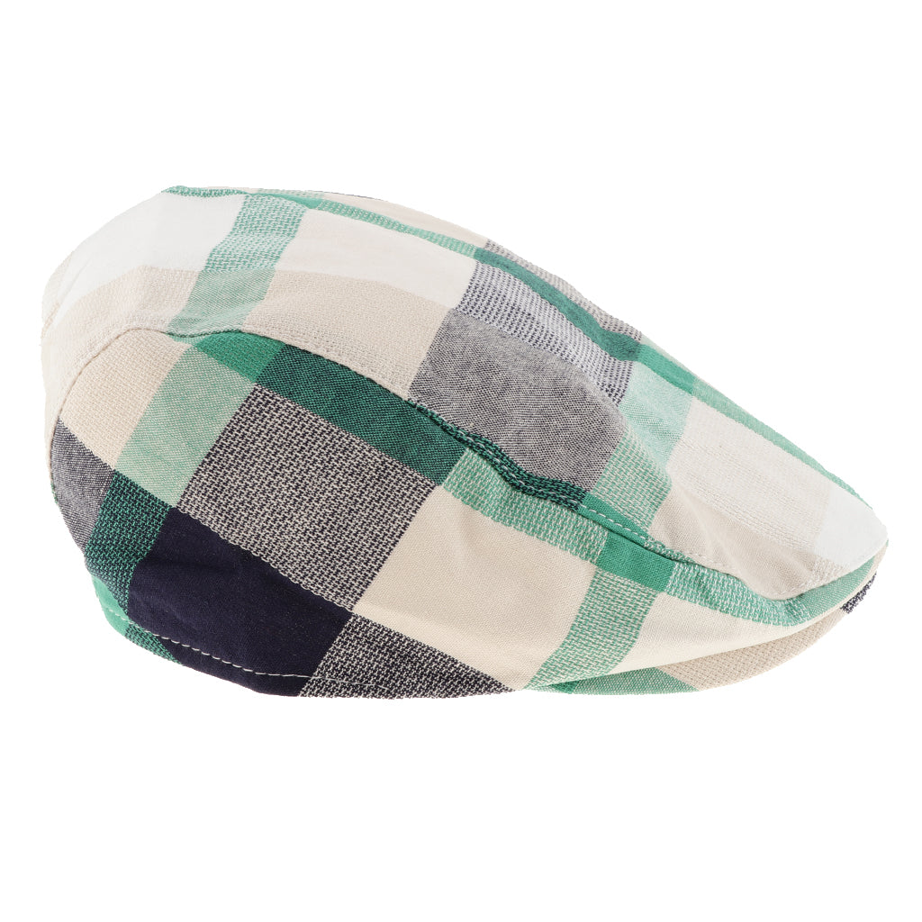 Children's Beret Retro Plaid Hat for Baby Children's Cap Green plaid